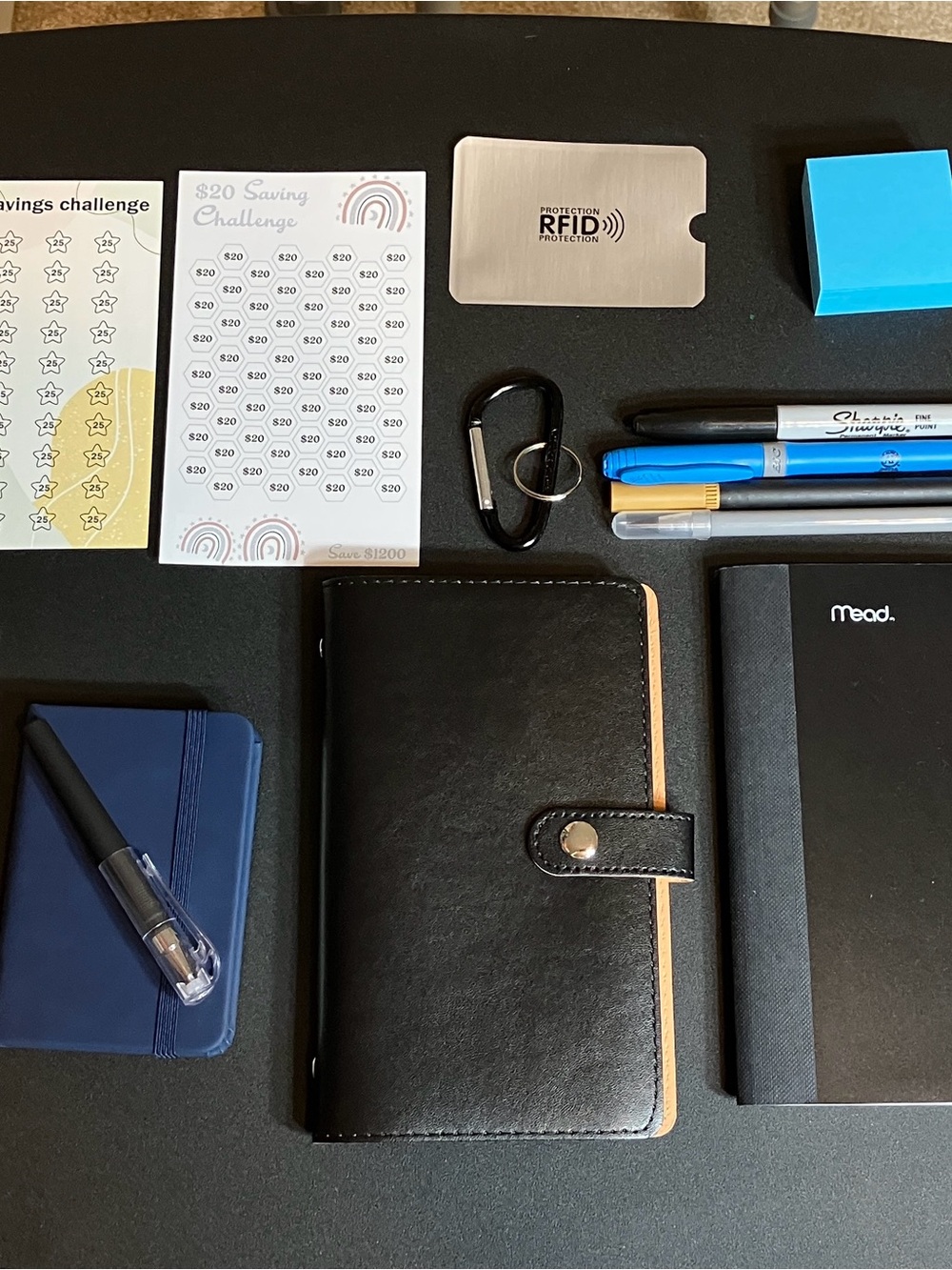 A6 Classic Black Leatherette Budget Savings Planner Snap Closure 100 Envelope